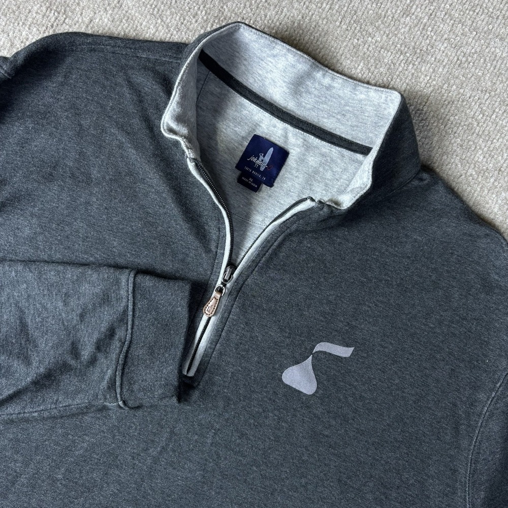 Johnnie-O XL Gray 1/4 Zip Pullover Sweatshirt Cotton Blend Golf Hershey's Kiss